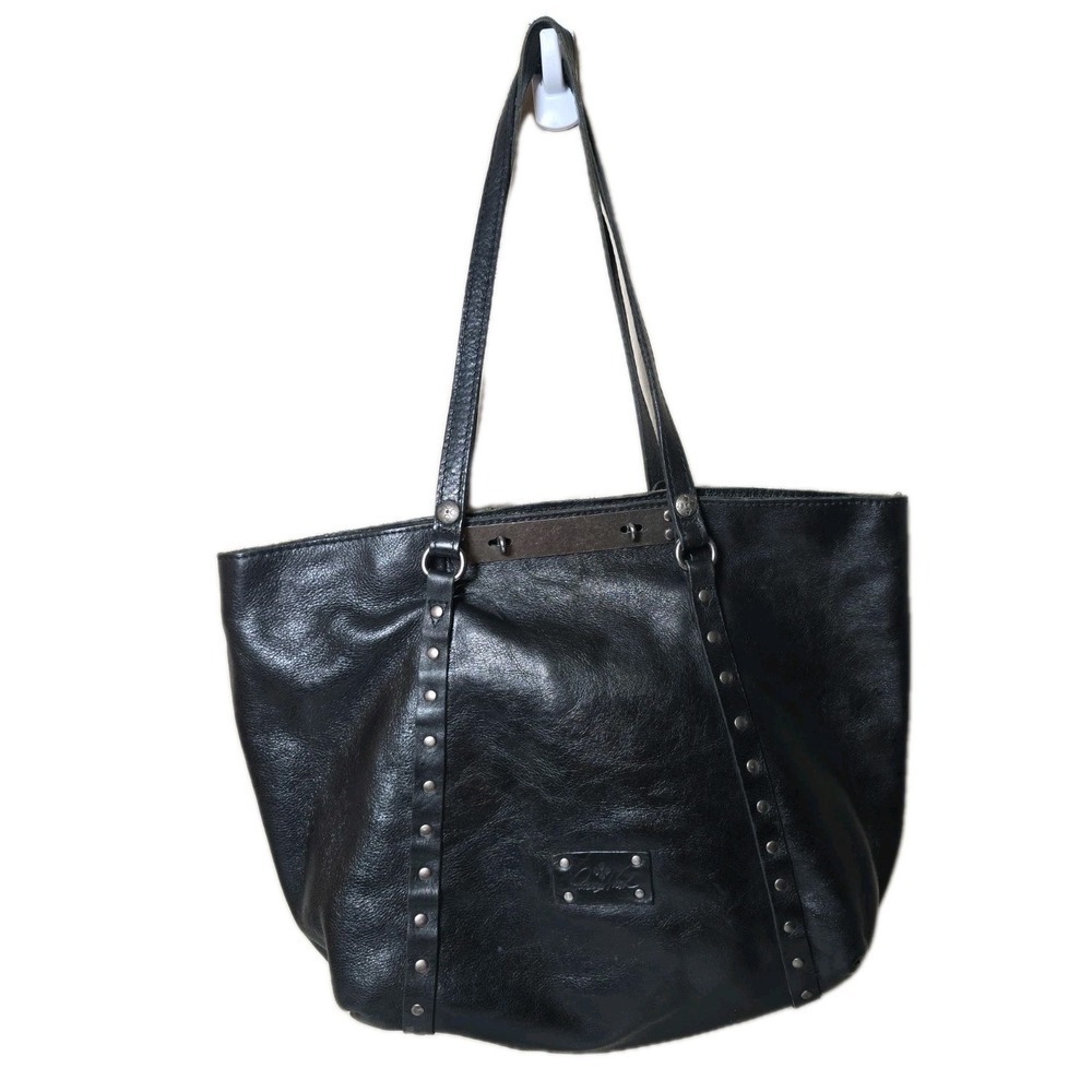 Patricia Nash  Benvenuto Black Leather Purse XL Tote Bag Studded